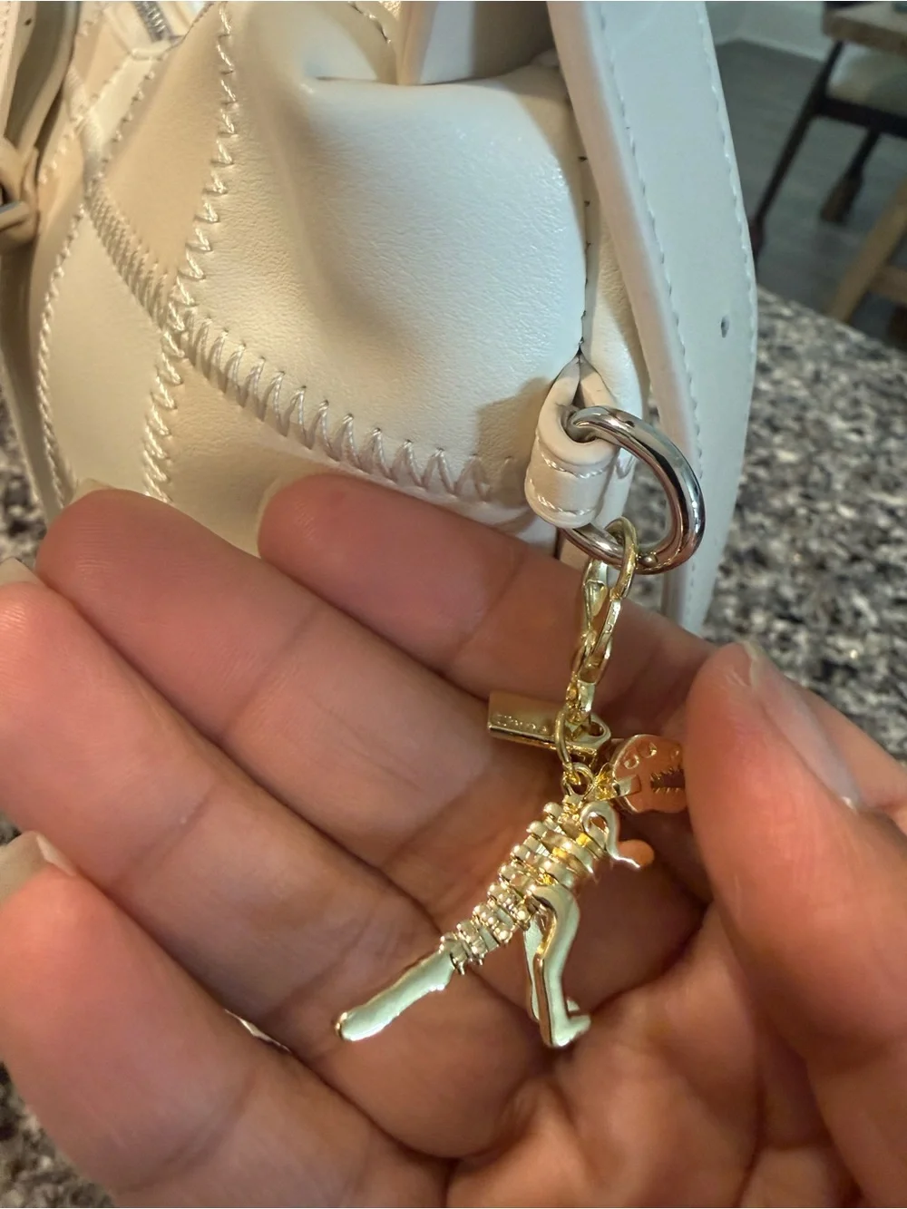 Gold-tone T-Rex 🦖 Dinosaur Charm Keyring